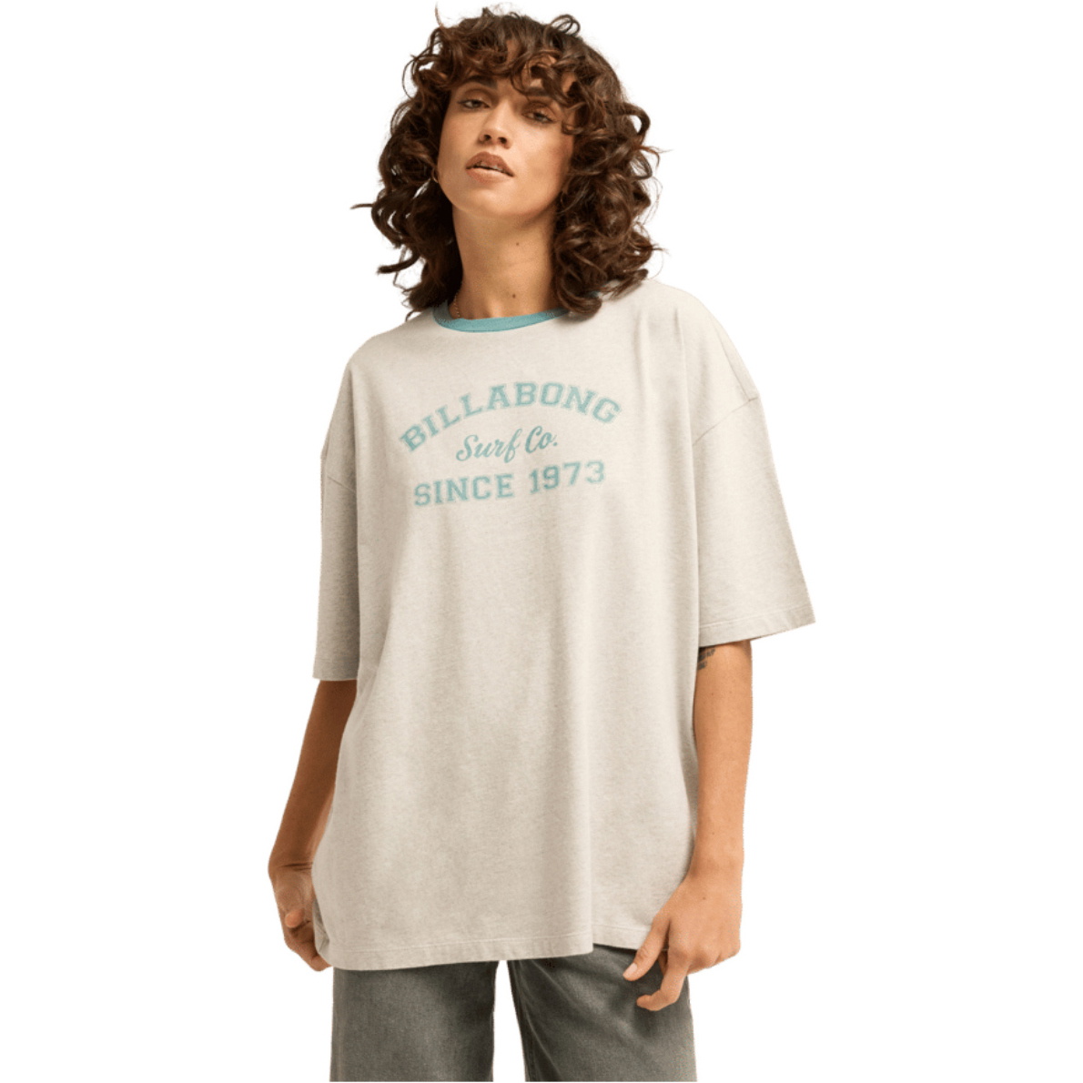 2026 Billabong Womens Fresh Breeze Oversized T-Shirt EBJZT00632 - Grey Heather